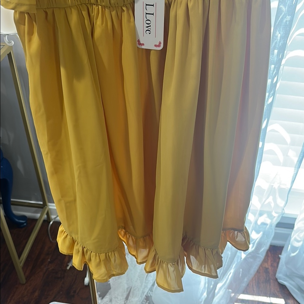 L Love Mustard Pleated Dress - Picture 4 of 5